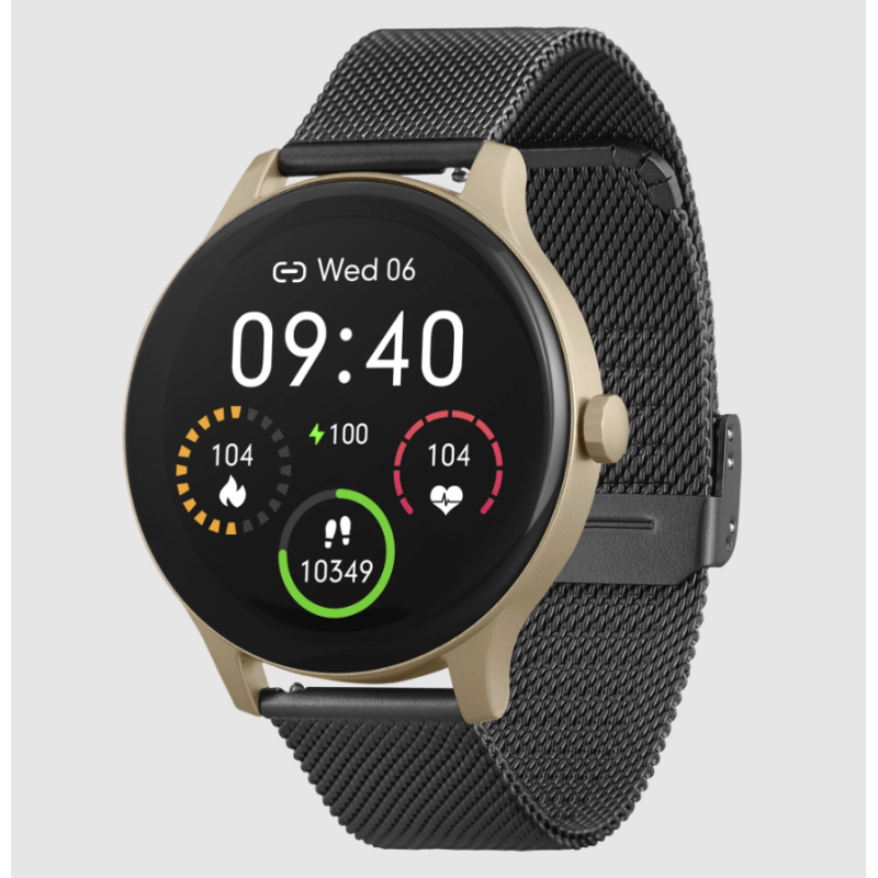 Pametna ura Garett CLASSY, črno-zlato jeklo