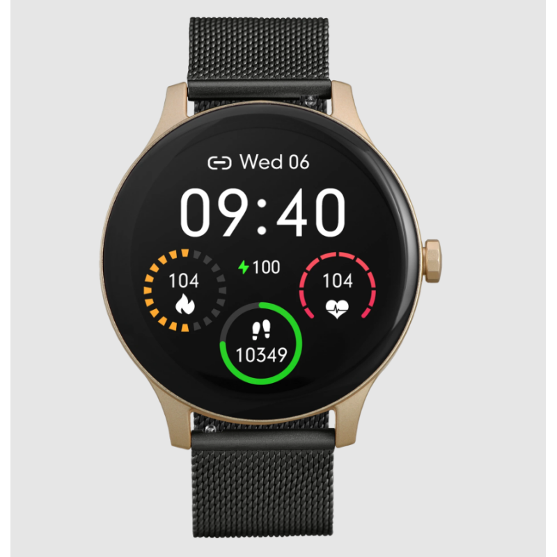 Pametna ura Garett CLASSY, črno-zlato jeklo