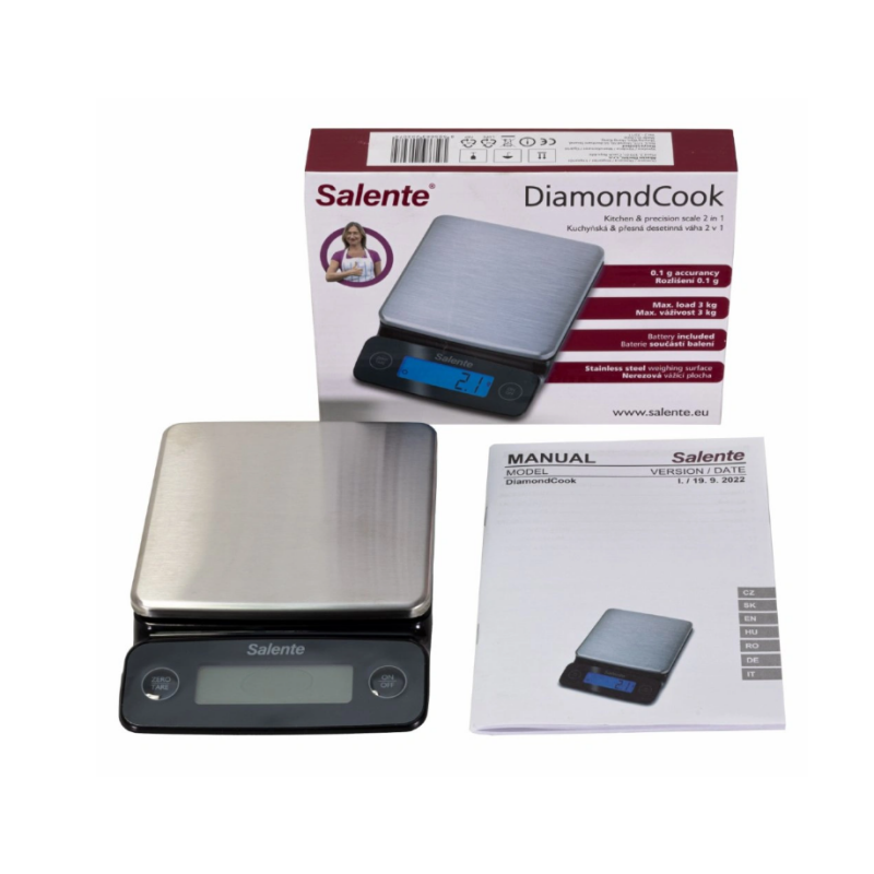 Salente DiamondCook, natančna kuhinjska decimalna tehtnica 2v1