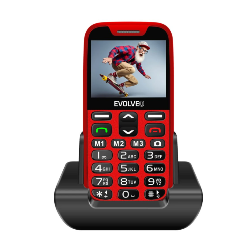 GSM aparat EasyPhone XR, rdeče barve + polnilec