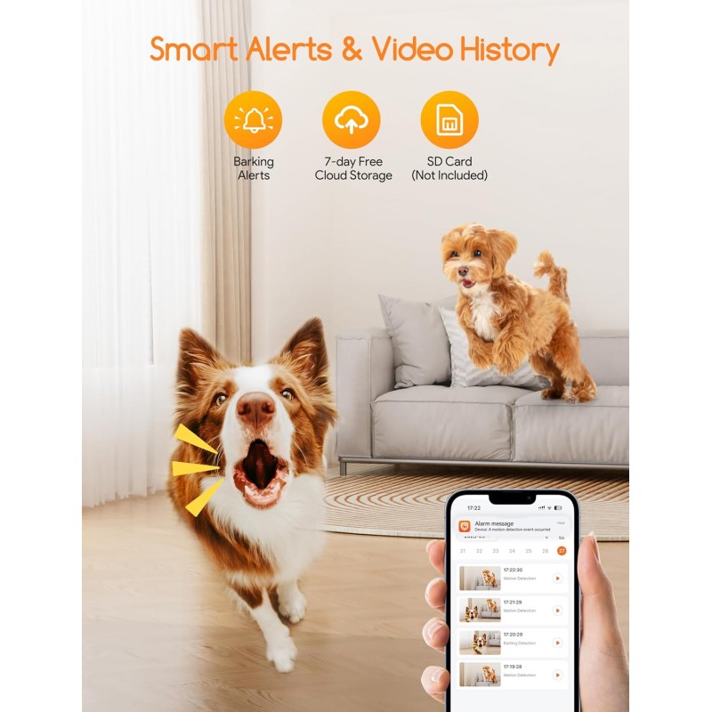 Petcam1T Kamera za priboljške za pse z dvopasovnim Wi-Fi-jem 2,4 in 5,8 GHz