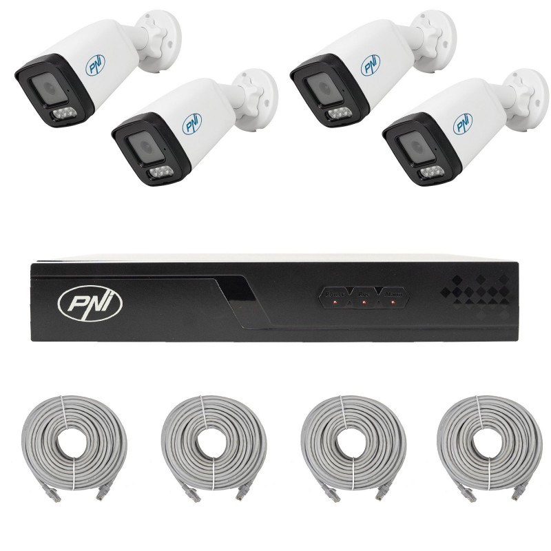 PNI Videonadzorni paket IP710/4xPNI IP515J 5MP kamere in 4xUTP CAT6 kabla 20m