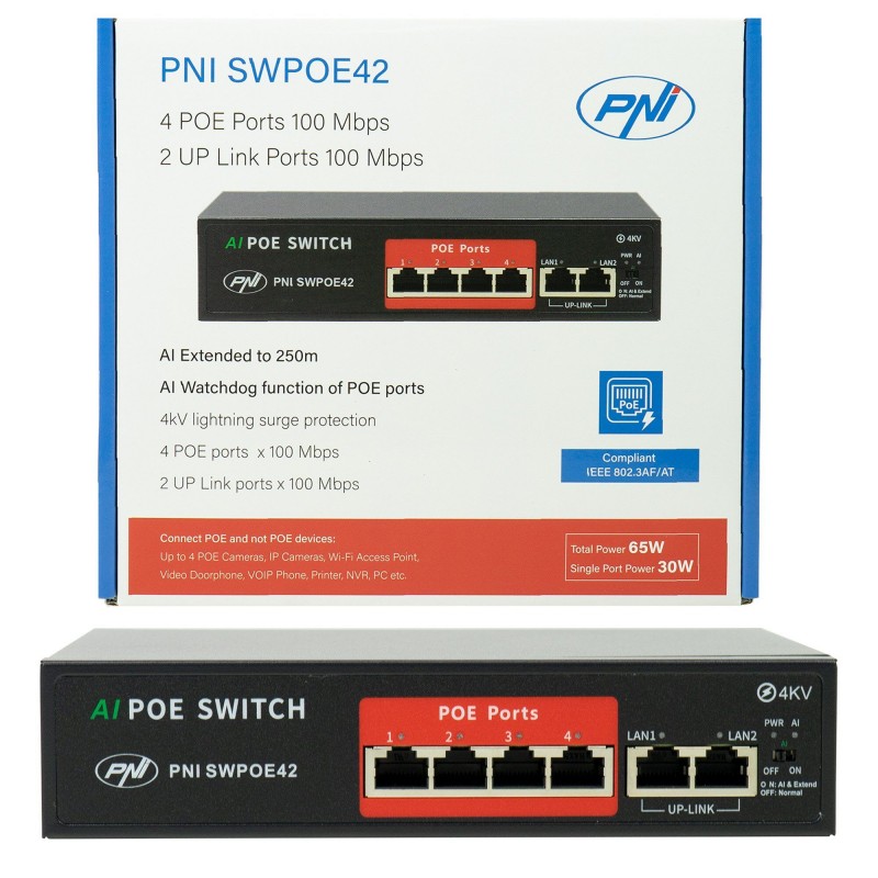 PNI Stikalo POE SWPOE42 4port