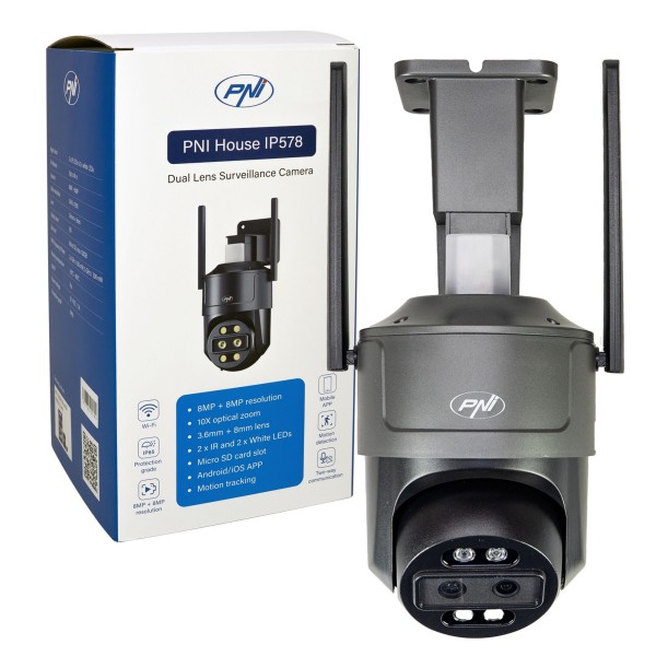 Video nadzorna kamera IP578 4K WiFi zunanja kamera, 10× zoom, IR 40m, CamHi