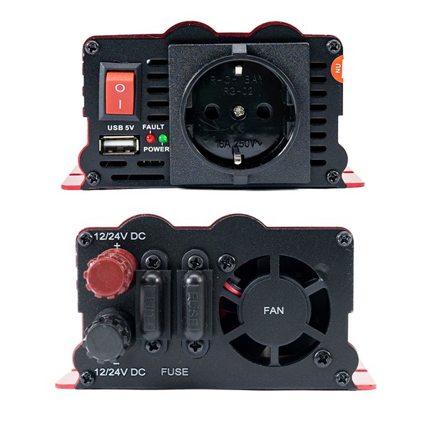 Napetostni inverter PNI L650W dvojni napajalnik 12V/24V, izhod 230V, 500W, modificiran sinus,