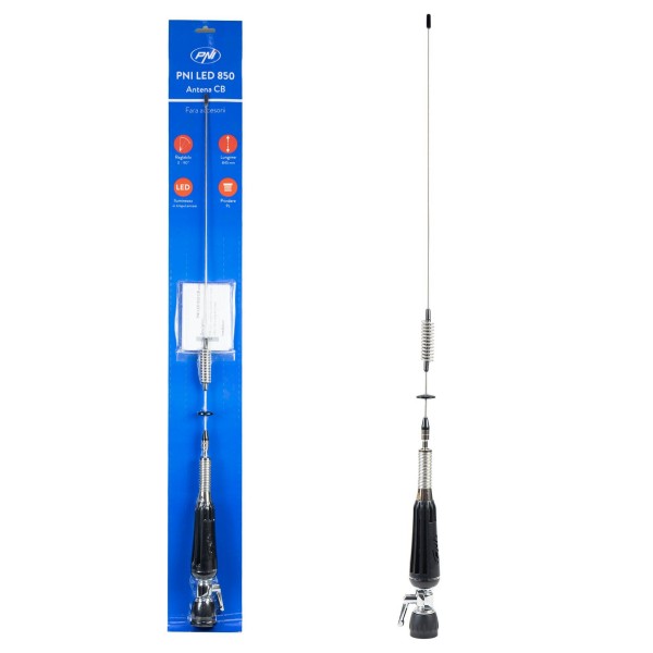 Zložljiva antena CB PNI LED 850, 85 cm, 26-28 MHz, 300 Watt, sveti med oddajanjem, navoj PL, brez dodatkov