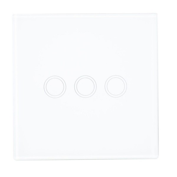 Trojno stikalo s steklenim dotikom SH303, belo z LED indikatorjem