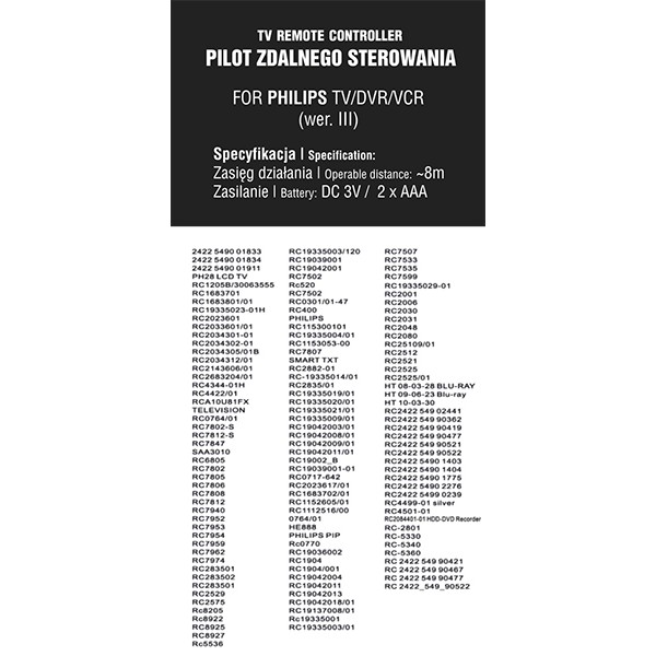 Daljinski upravljalnik LCD PHILIPS III BLISTER