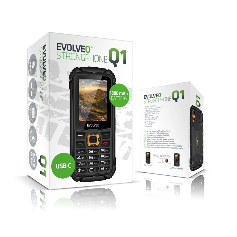 Evolveo GSM aparat StrongPhone Q1 Črno Oranžna