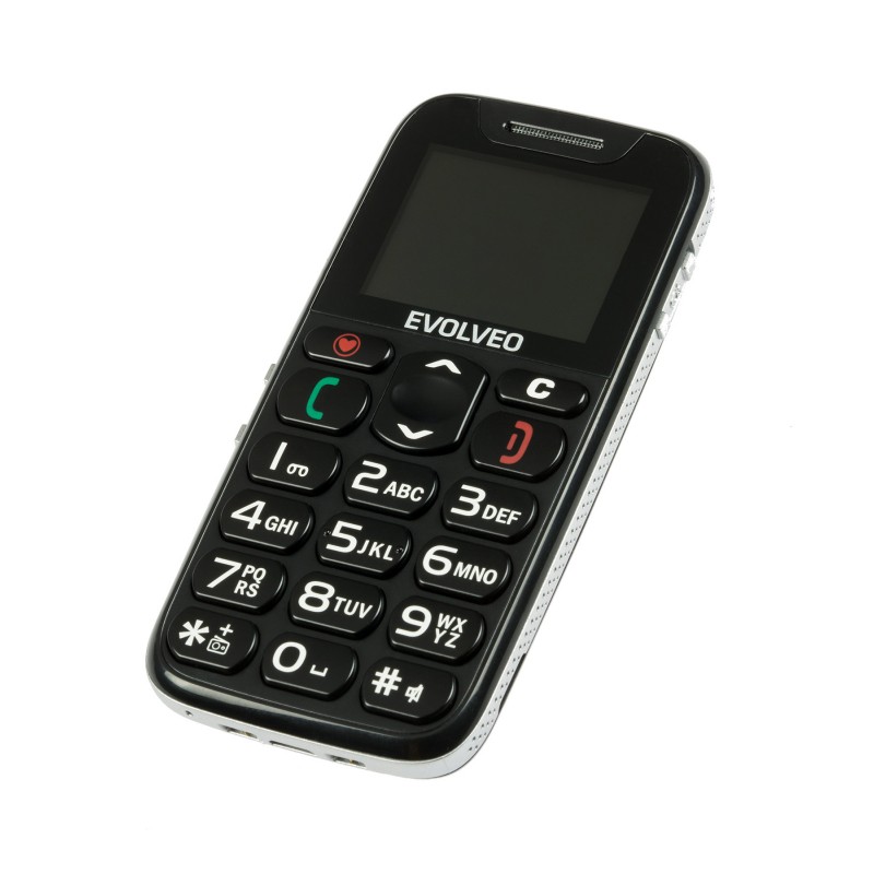 EasyPhone mobilni telefon za starejše s polnilnim stojalom (črn)