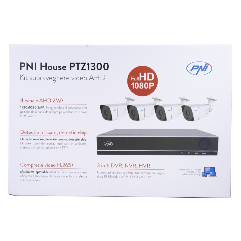 AHD House PTZ1300 Full HD videonadzorni komplet - NVR in 4 zunanje kamere 2MP full HD 1080P