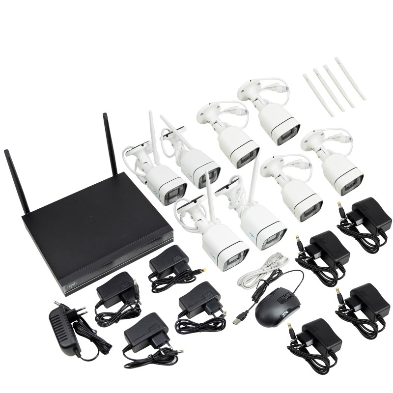 PNI House WiFi660 NVR Video Surveillance KIT paket 8 kanalov in 8 brezžičnih zunanjih kamer 3MP, P2P, IP66