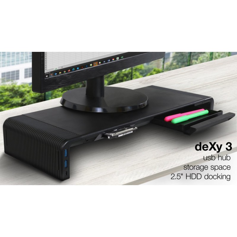 DeXy 3 HDD, stojalo za monitor z ohišjem za HDD