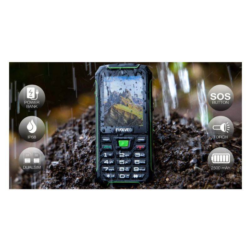 Evolveo GSM aparat StrongPhone W4  črno zelen