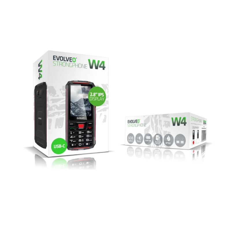 GSM aparat StrongPhone W4, črno rdeč