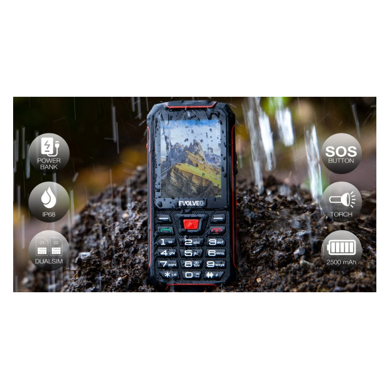 GSM aparat StrongPhone W4, črno rdeč