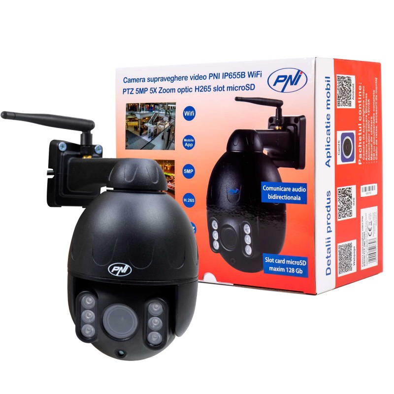IP655B Črna kamera vtrljiva,WiFi,5MP,5X Optical zoom,CAMHi