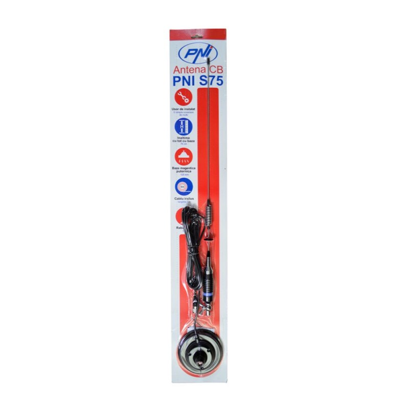 CB antena z metuljem S75, 26-28MHz, dolžina konice 54 cm, magnet 125 mm vključen