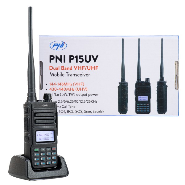 Prenosna VHF / UHF radijska postaja PNI P15UV dual band, z baterijo 1500mAh