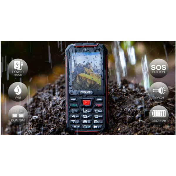 GSM aparat StrongPhone W4, črno rdeč