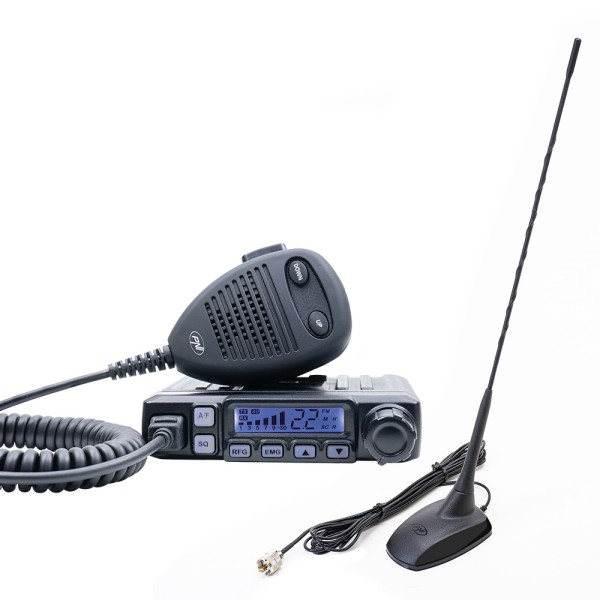 CB Escort radijska postaja HP 7120 ASQ, RF Gain, 4W, 12V in CB PNI Extra 48 antena z vključenim magnetom, 45cm, SWR 1.0