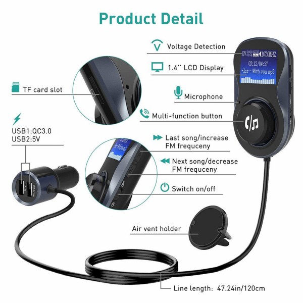 Fm oddajnik F800 Bluetooth, MP3 predvajalnik