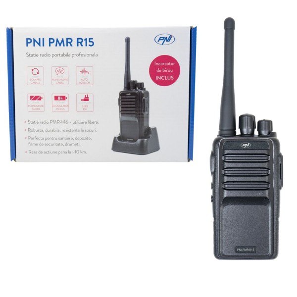 PMR R15 profesionalna prenosna radijska postaja 0,5 W, ASQ, TOT, monitor, programabilna, baterija 1200 mAh