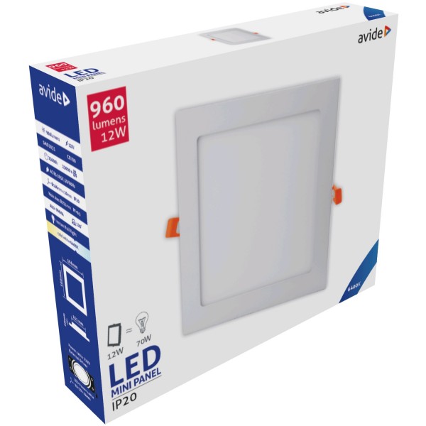 LED vgradna svetilka ACRPCW-S-12W-ALU 12W 6400K kvadratna