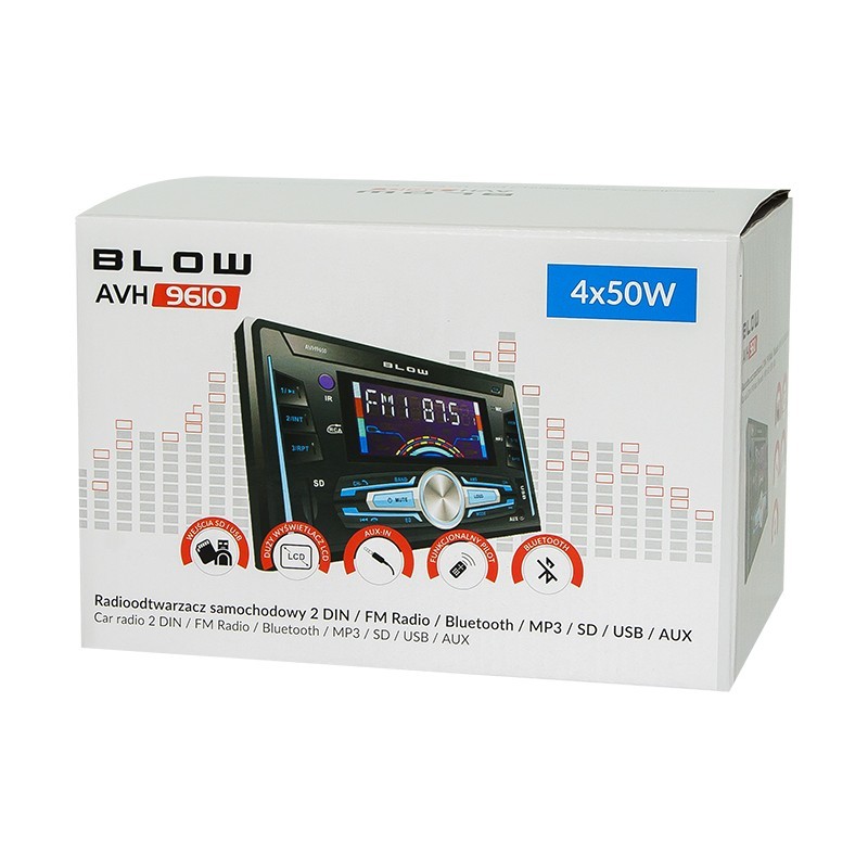 Avtoradio AVH9610 2DIN / FM radio, Bluetooth, MP3, USB, SD, AUX