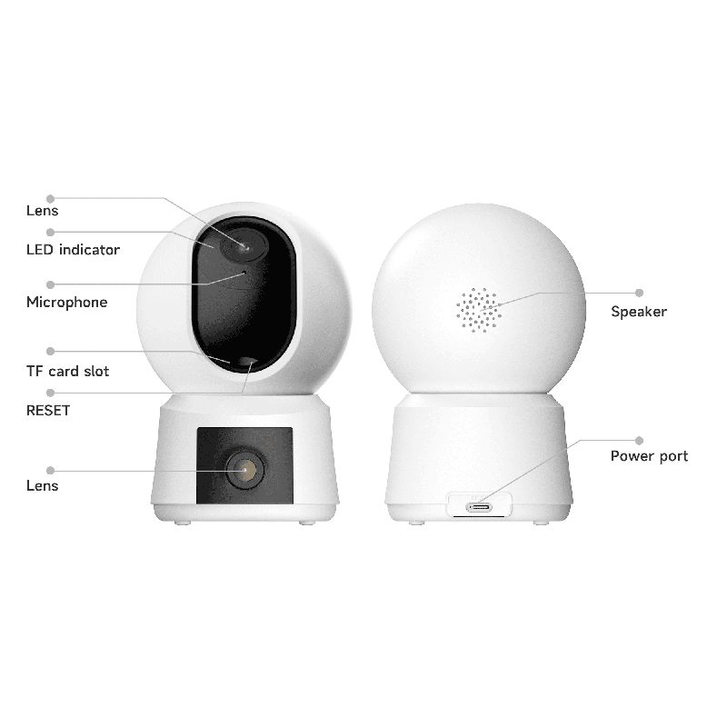 P3TT 3MP UHD Notranja kamera z dvema objektivoma, vrtenjem in nagibanjem, 2,4 GHz in 5 GHz, dvopasovna WiFi