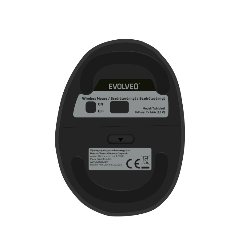 Tiha vertikalna ergonomska brezžična miška 2.4GHz, črna