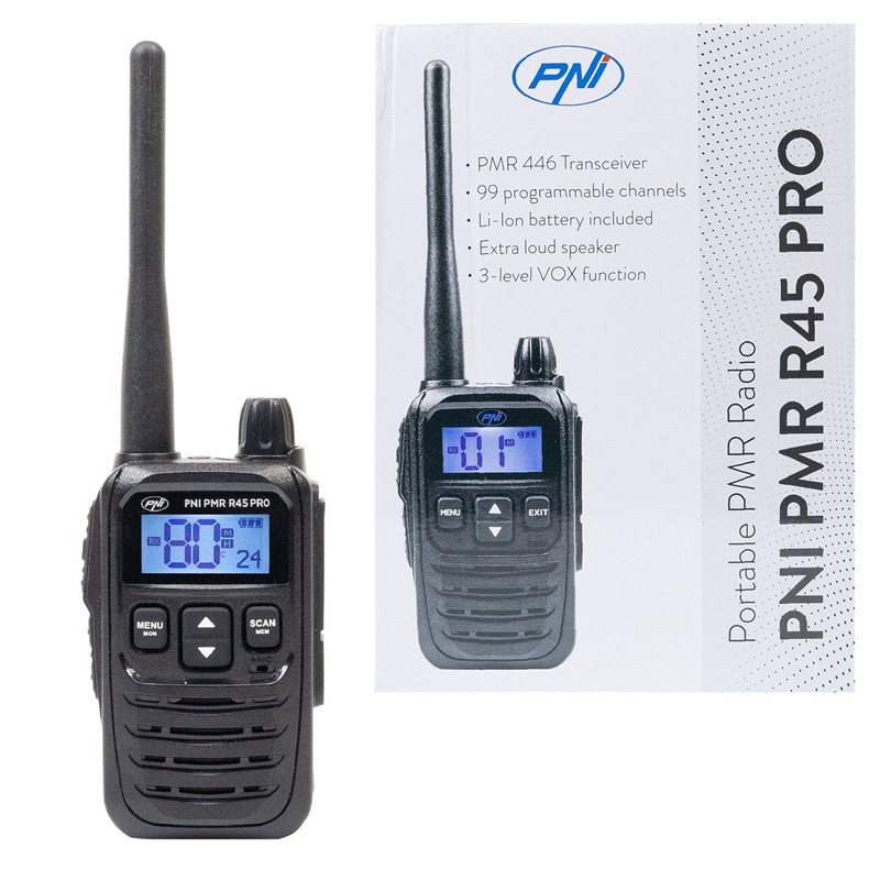 Prenosna radijska postaja PNI PMR R45 PRO 446MHz, 0,5W, 99 programabilnih kanalov