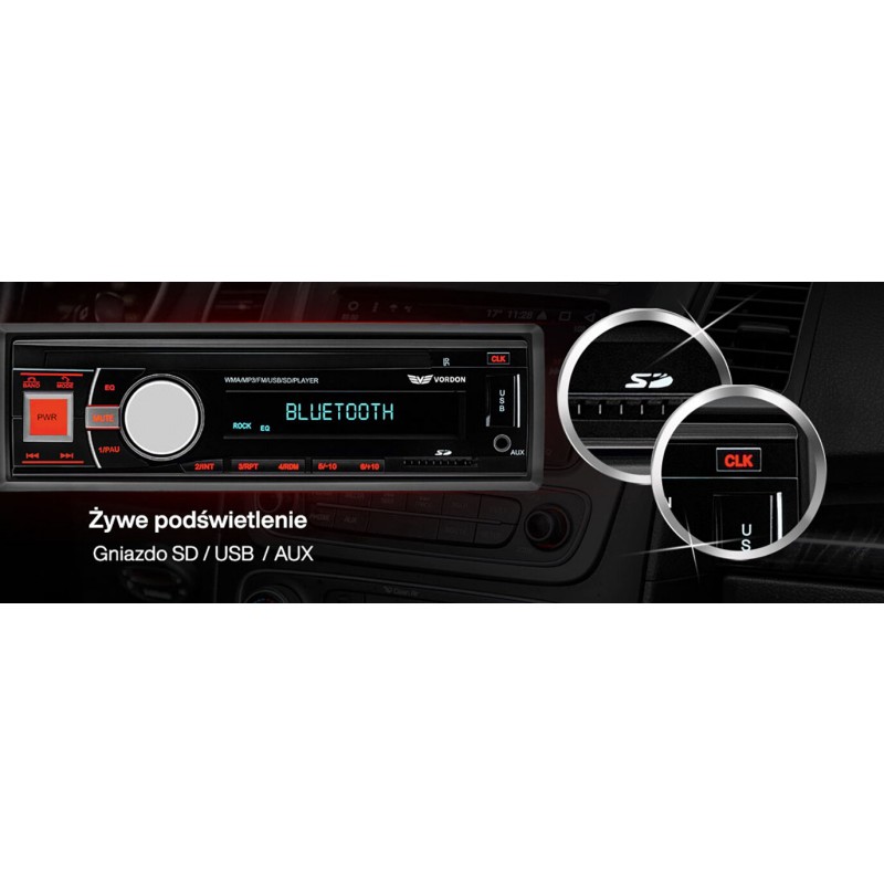 Avtoradio HT-172  1DIN Bluetooth USB SD AUX, 4x60W, daljinski upravljalnik