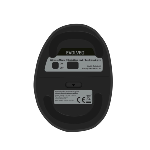 Tiha vertikalna ergonomska brezžična miška 2.4GHz, črna