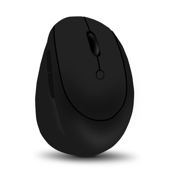 Tiha vertikalna ergonomska brezžična miška 2.4GHz, črna