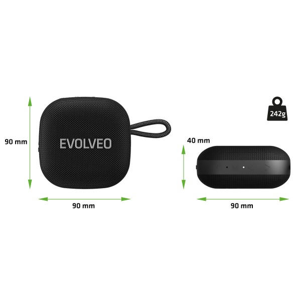 Evolveo  TOPSOUND Brezžični vodoodporni Bluetooth zvočnik z radiem, črn
