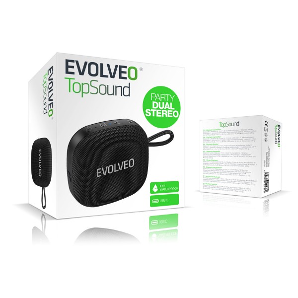Evolveo  TOPSOUND Brezžični vodoodporni Bluetooth zvočnik z radiem, črn