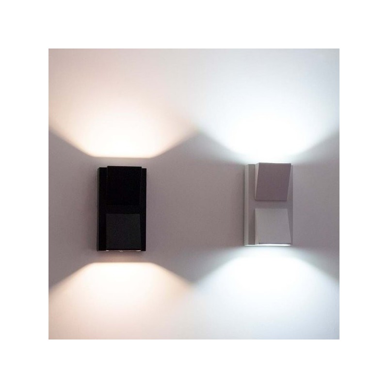 ES04, LED stenska svetilka dvojni snop 10W IP55 Črna