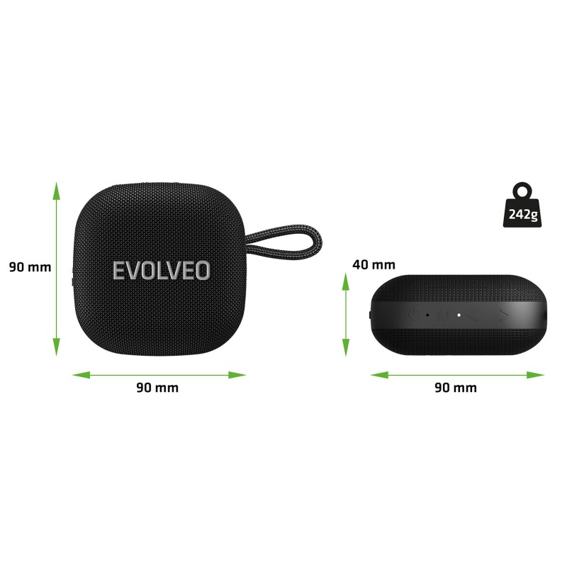 Evolveo  TOPSOUND Brezžični vodoodporni Bluetooth zvočnik z radiem, črn