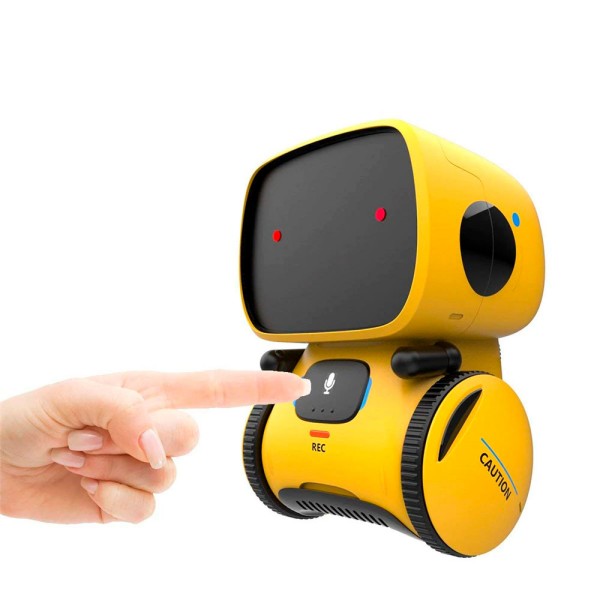 Robo One interaktivni inteligentni robot, glasovno upravljanje, gumbi na dotik, rumena